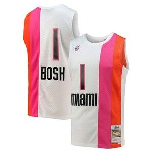 Mitchell & Ness White NBA Chris Bosh Miami Heat 2011-12 Swingman Jersey-Men's.